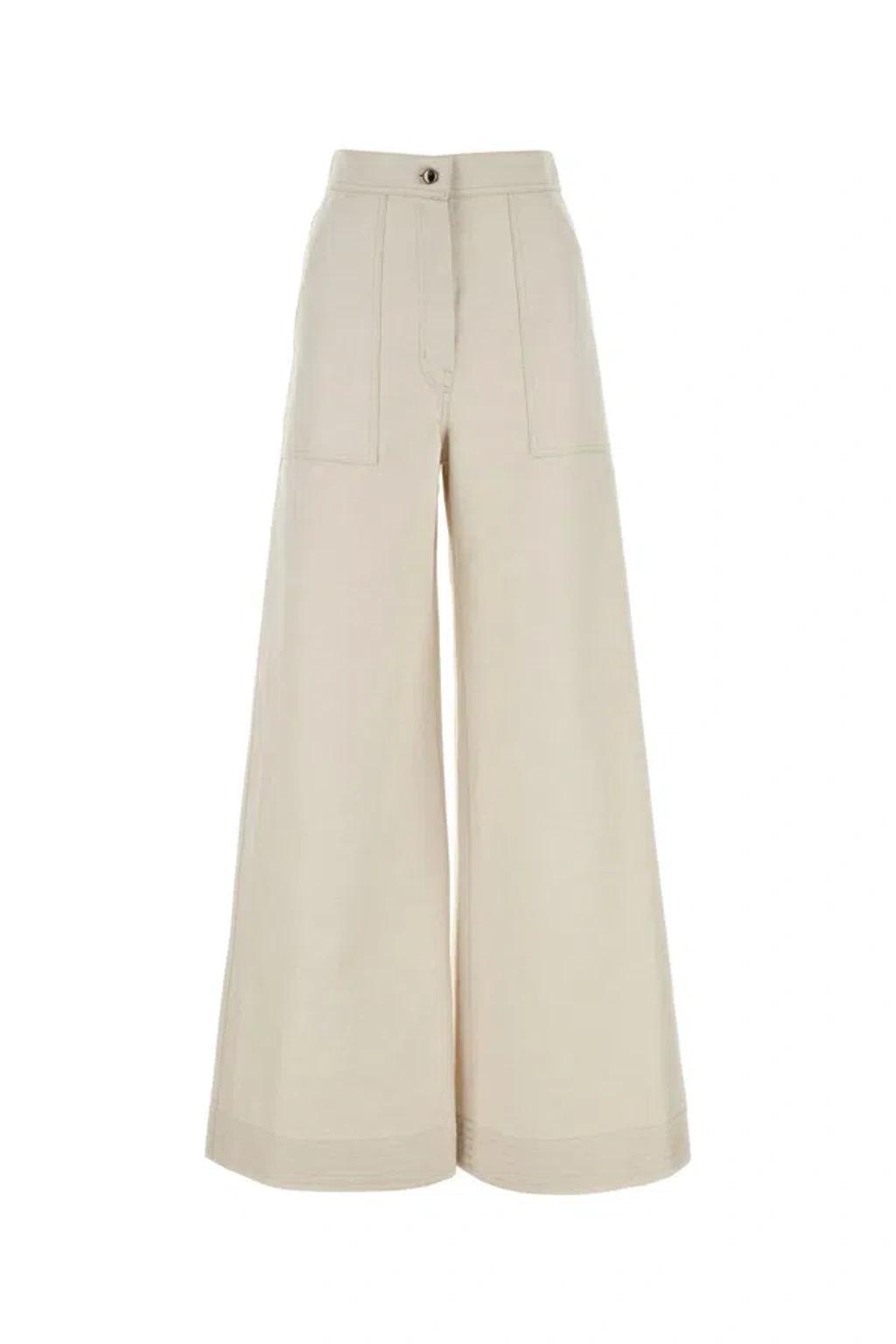 Woman Sand Cotton Blend Oboli Wide-leg Pant In Brown product image