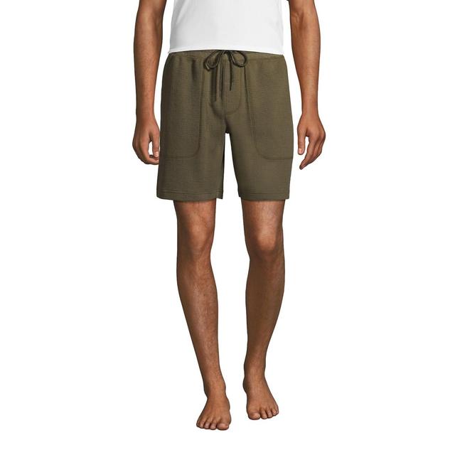 Mens Lands End Waffle Pajama Shorts Pale Grey Blue Product Image