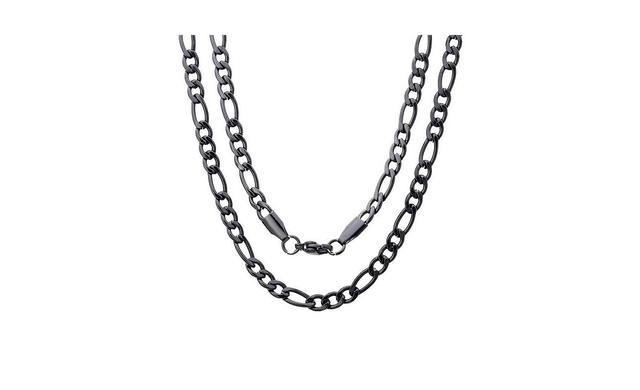 Steeltime Mens black Ip Plated Stainless Steel Figaro Chain Link Necklaces Product Image