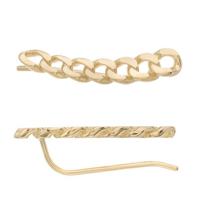 14k Gold Curb Chain Climber Earrings, Womens Product Image