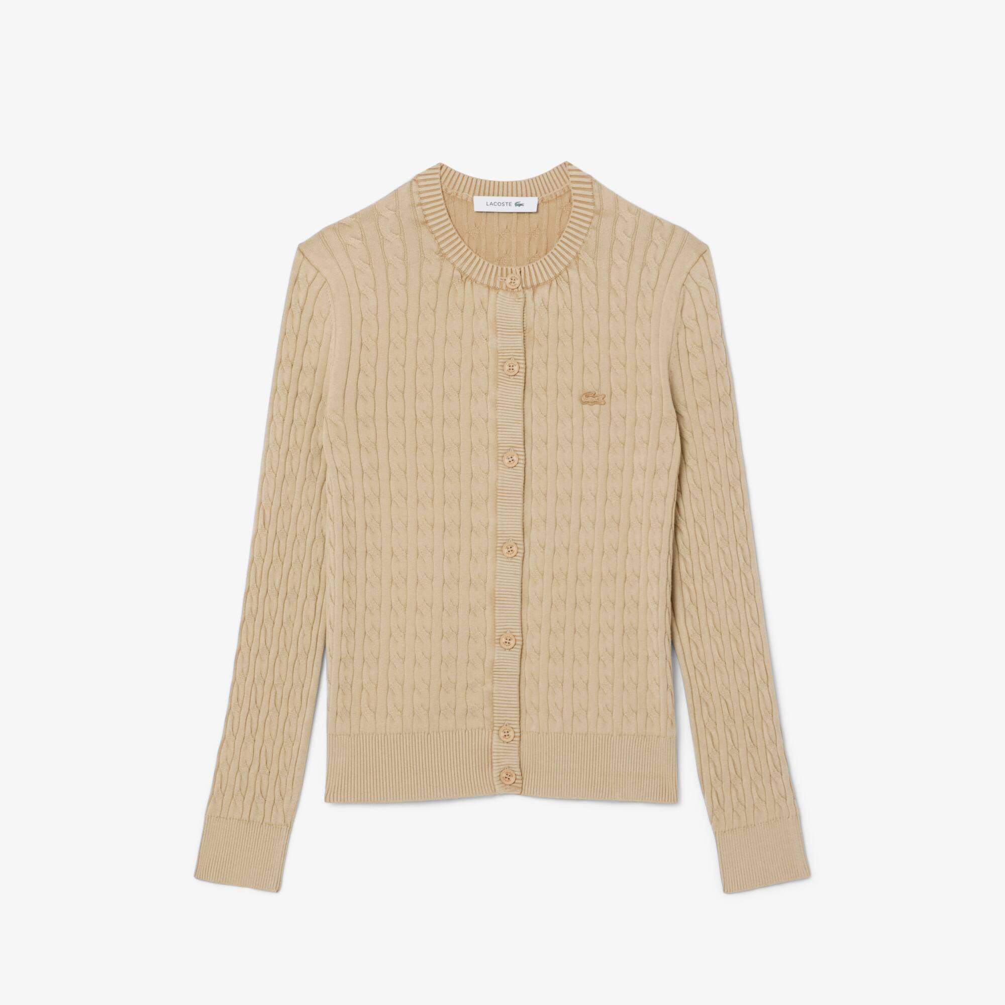 Washed Effect Cable Knit Cardigan Product Image