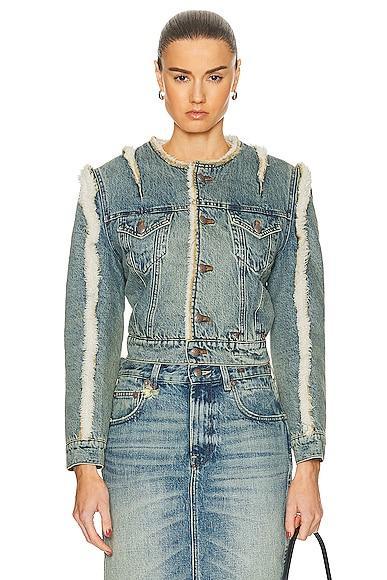 Womens Sherpa-Lined Denim Trucker Jacket Product Image