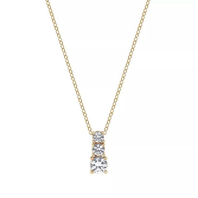 Gemstone Brilliance Lab-Created White Sapphire Drop Pendant Necklace, Womens Gold Tone Product Image