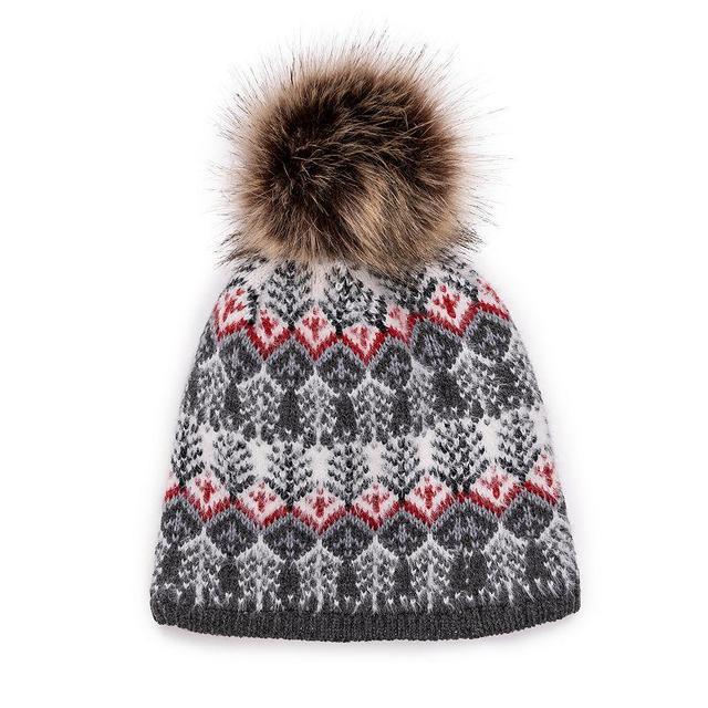 Womens MUK LUKS Fair Isle Pompom Beanie Product Image