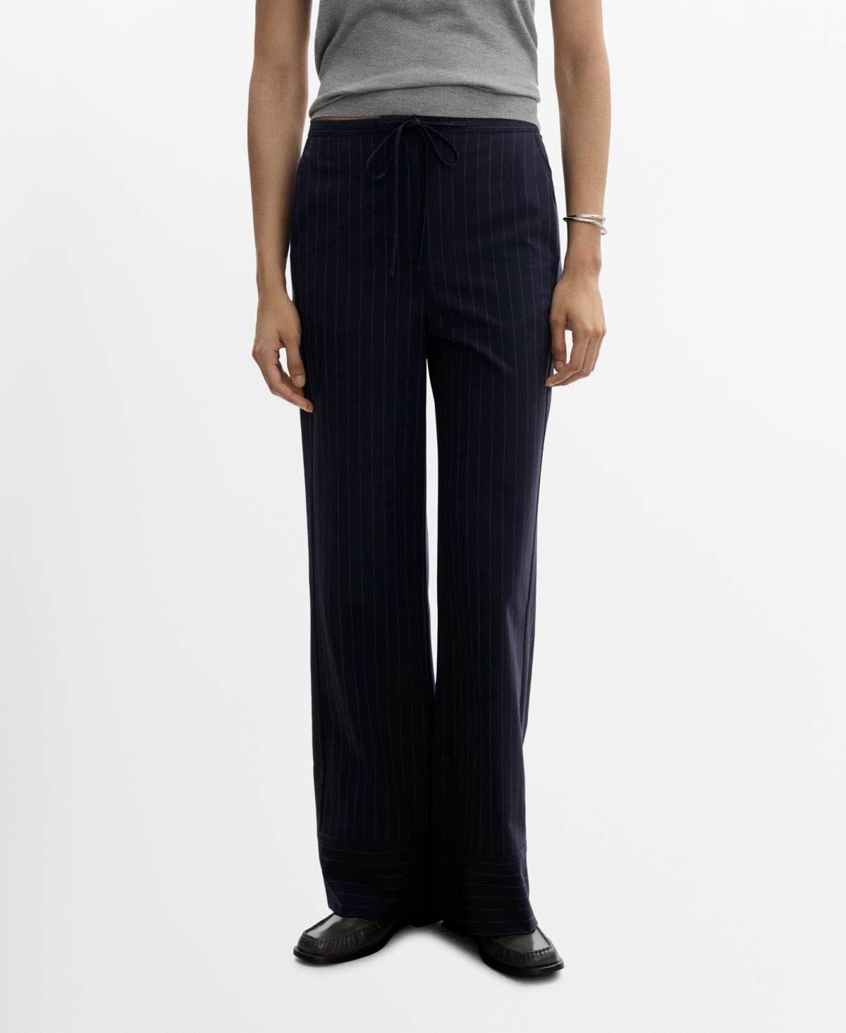 Mango Womens Chalk-Stripe Straight Trousers Product Image