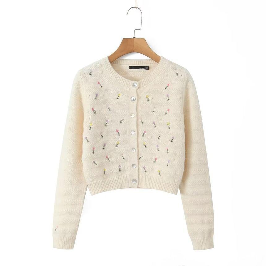 Floral Embroidered Button-Up Cardigan Product Image