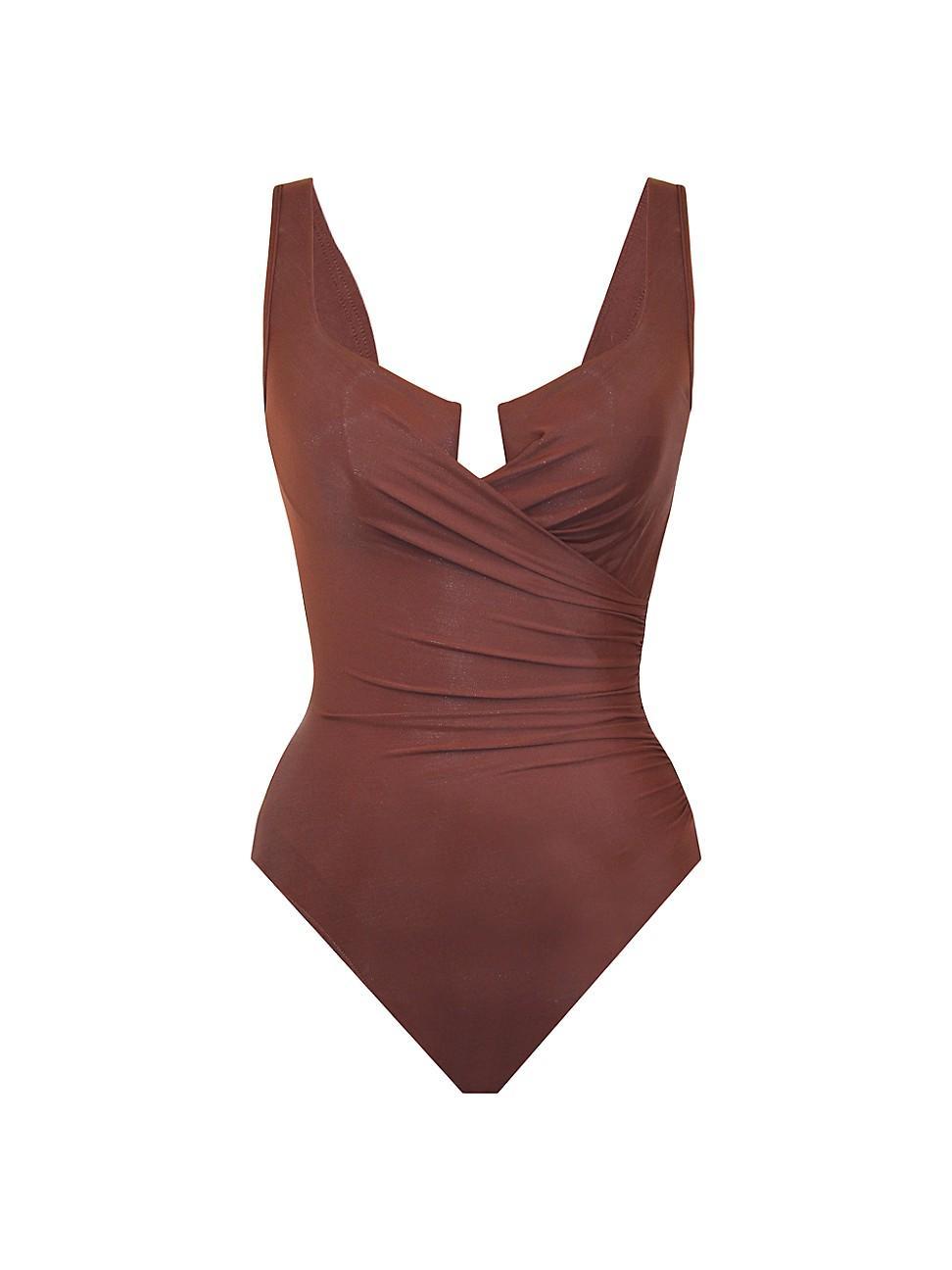 Womens Plus Draped One-Piece Swimsuit Product Image