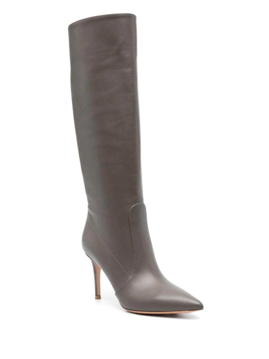 GIANVITO ROSSI Hansen Brown Leather High Boots Product Image