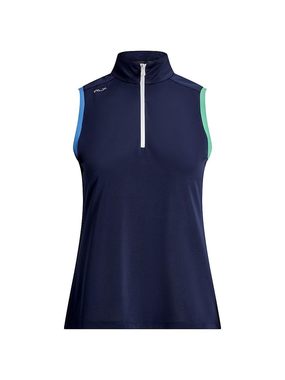 Womens Quarter-Zip Sleeveless Polo Top Product Image