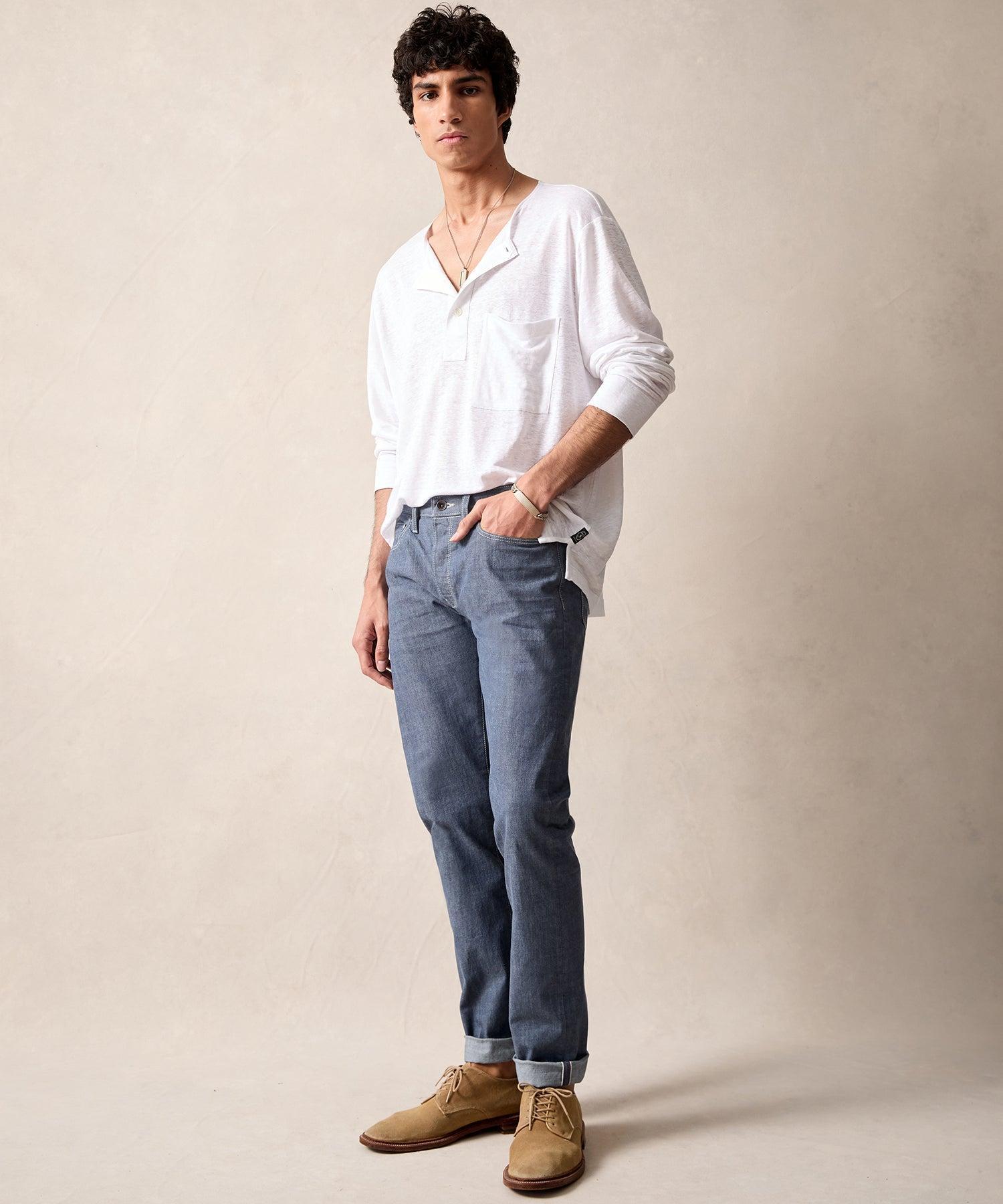 Slim Lightweight Japanese Selvedge Jean in Slate Blue Product Image