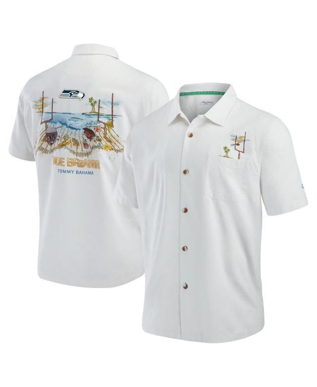 Mens Tommy Bahama White Seattle Seahawks Tide Breaker IslandZone Camp Button-Up Shirt Product Image