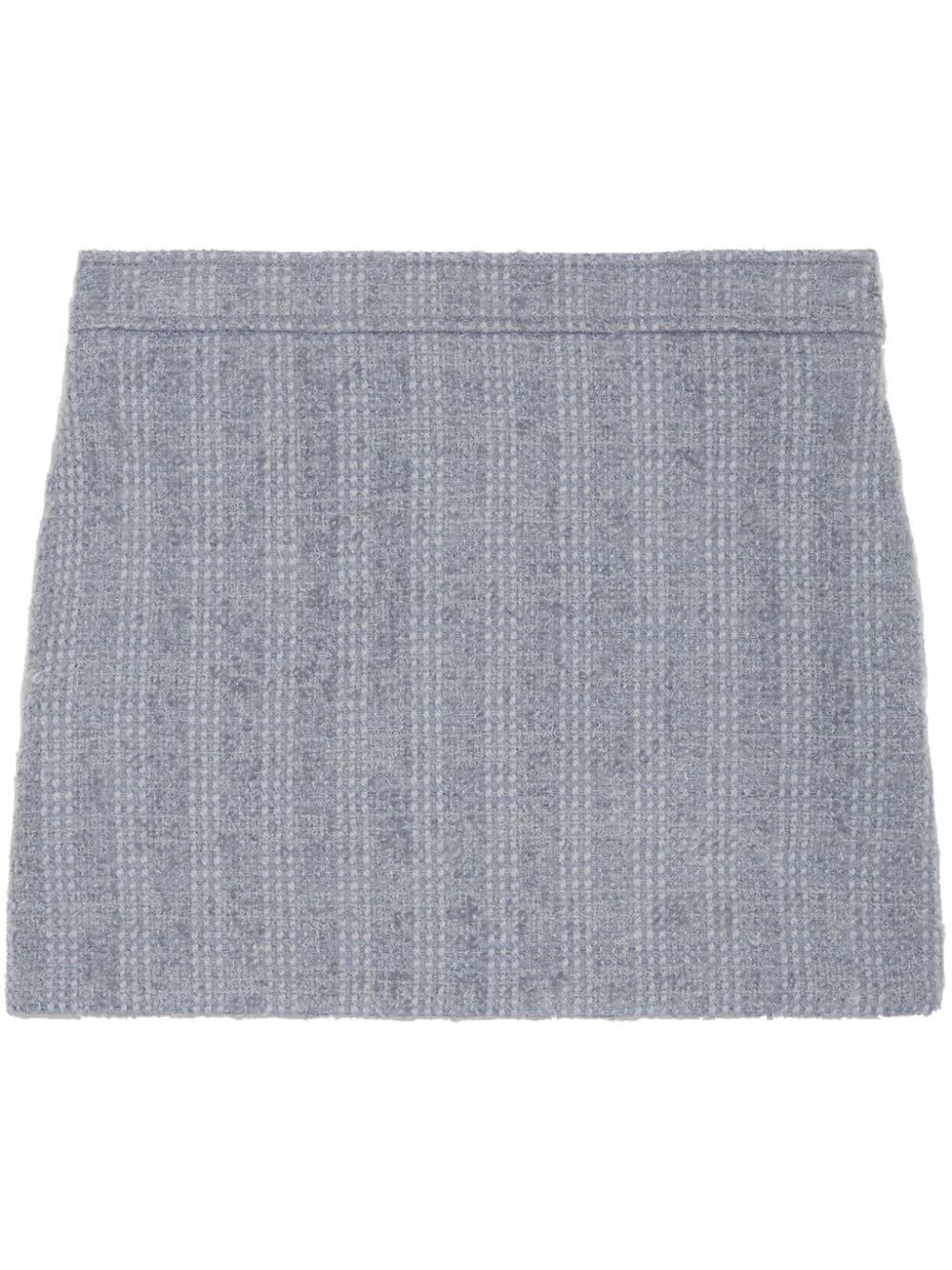 Mid-rise Tweed Miniskirt In Blue Product Image