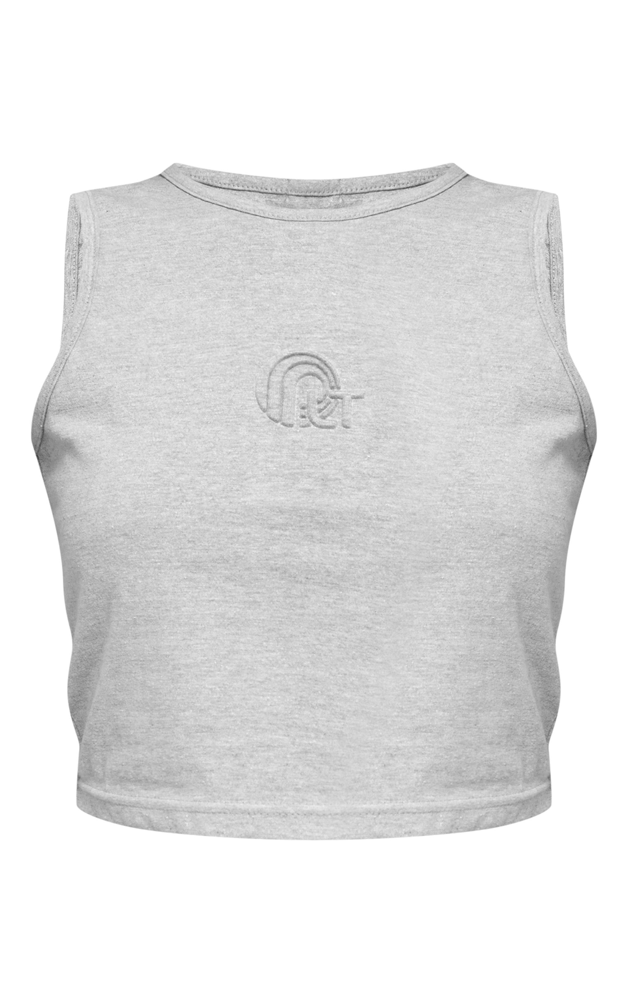 Grey Marl Embossed Sleeveless Cotton Top Product Image