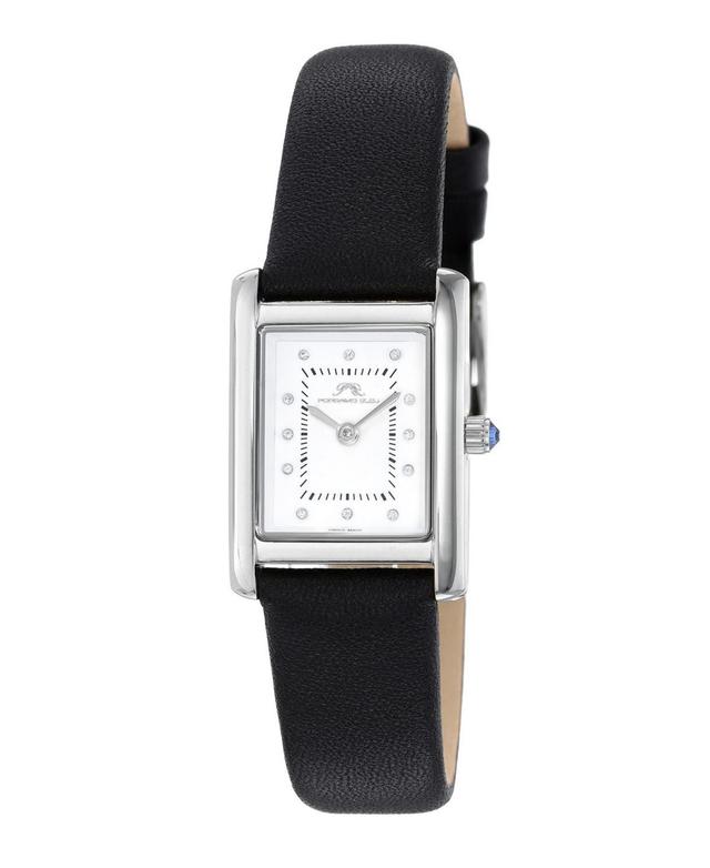 Porsamo Bleu Womens Karolina Diamond Genuine Leather Band Watch 1081AKAL - Black Product Image