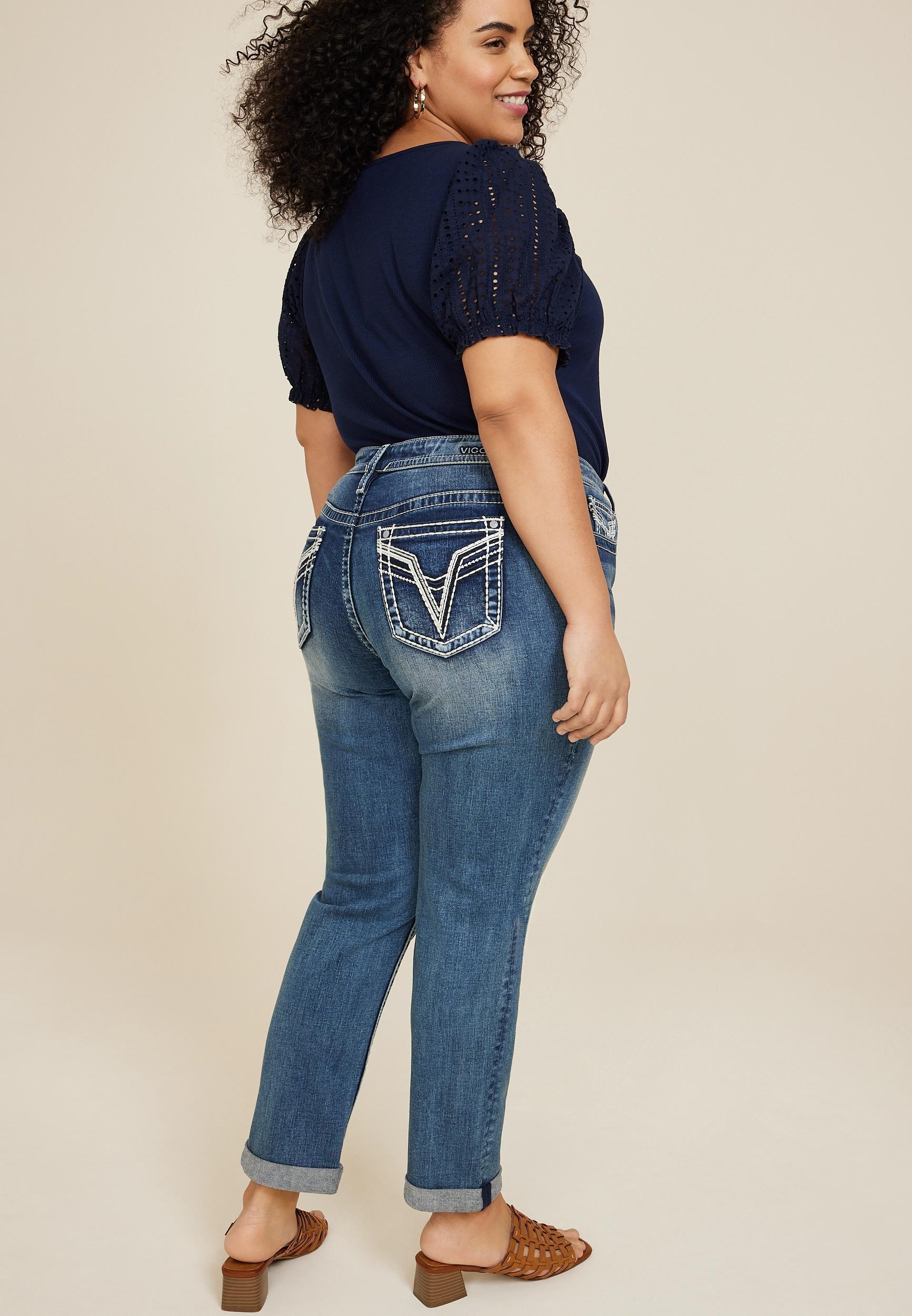 Plus Size Jeans Vigoss Womens Heritage Mid Rise Tomboy Jeans Blue Size 24W - Maurices Product Image