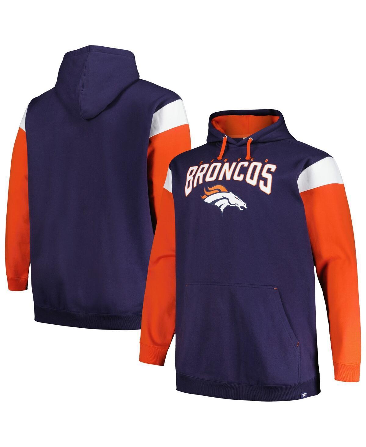 Mens Profile Navy Denver Broncos Big and Tall Trench Battle Pullover Hoodie Product Image