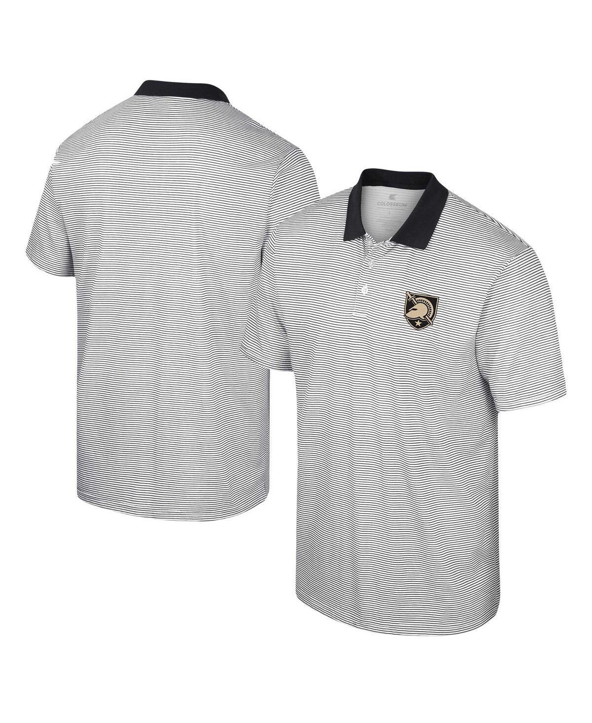 Mens Colosseum White/Black Army Black Knights Print Stripe Polo Product Image