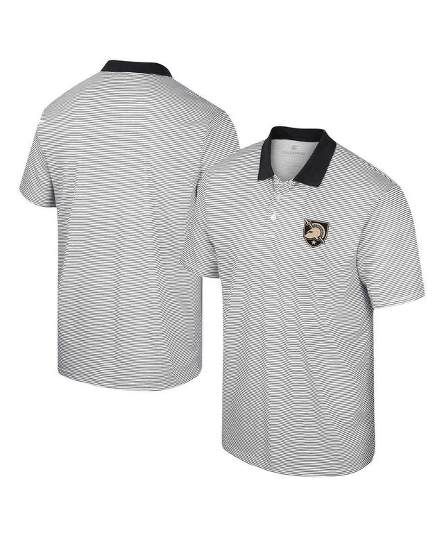 Mens Colosseum White/Black Army Black Knights Print Stripe Polo Product Image