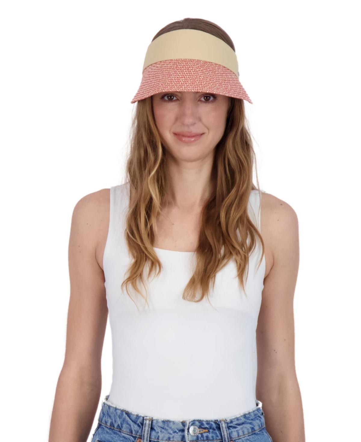 Tahari New York Tahari Womens Marled Straw Visor Hat with Fabric Band Product Image