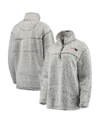 Womens Gray New England Patriots Sherpa Quarter-Zip Pullover Jacket product image