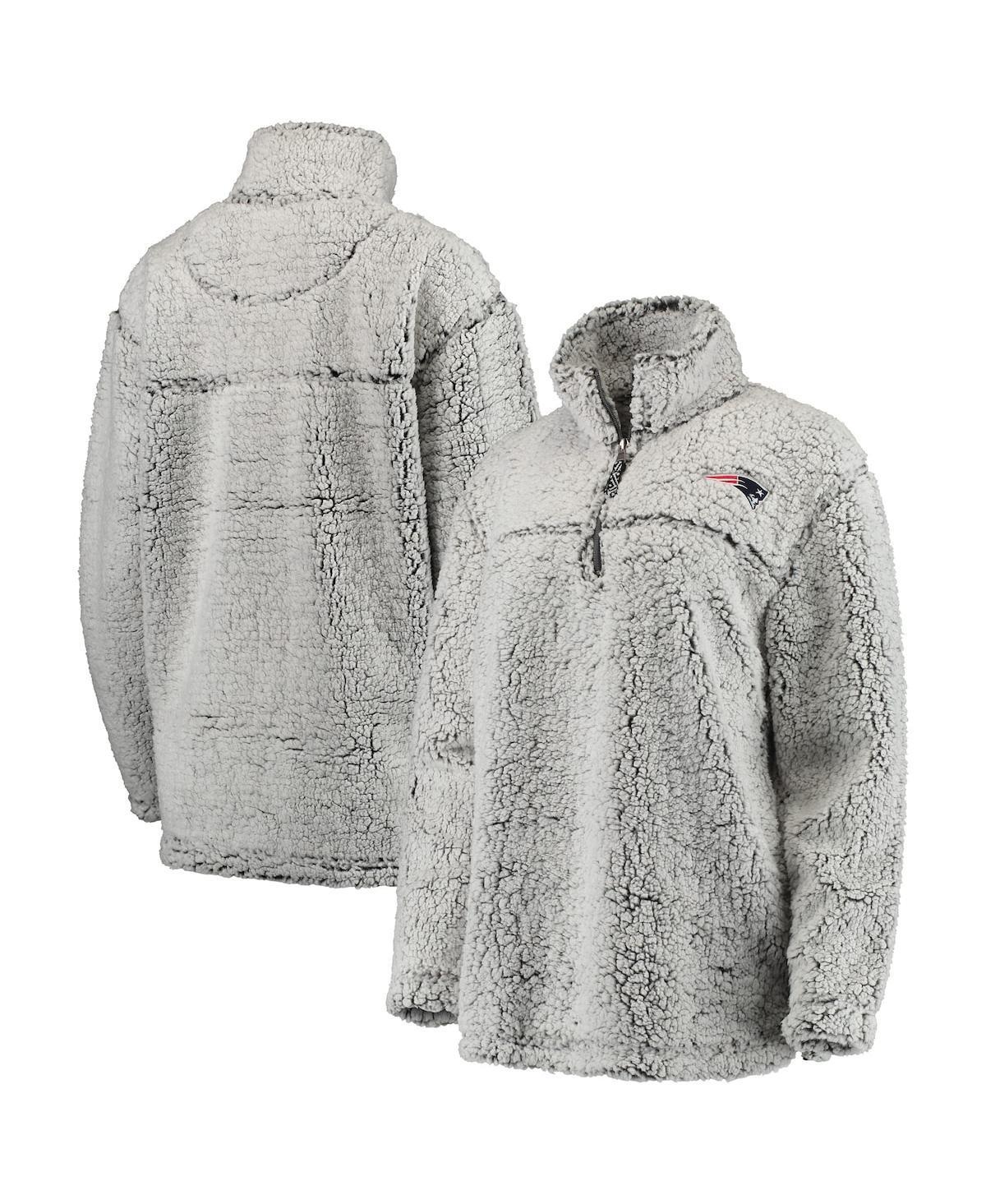 Womens Gray New England Patriots Sherpa Quarter-Zip Pullover Jacket Product Image