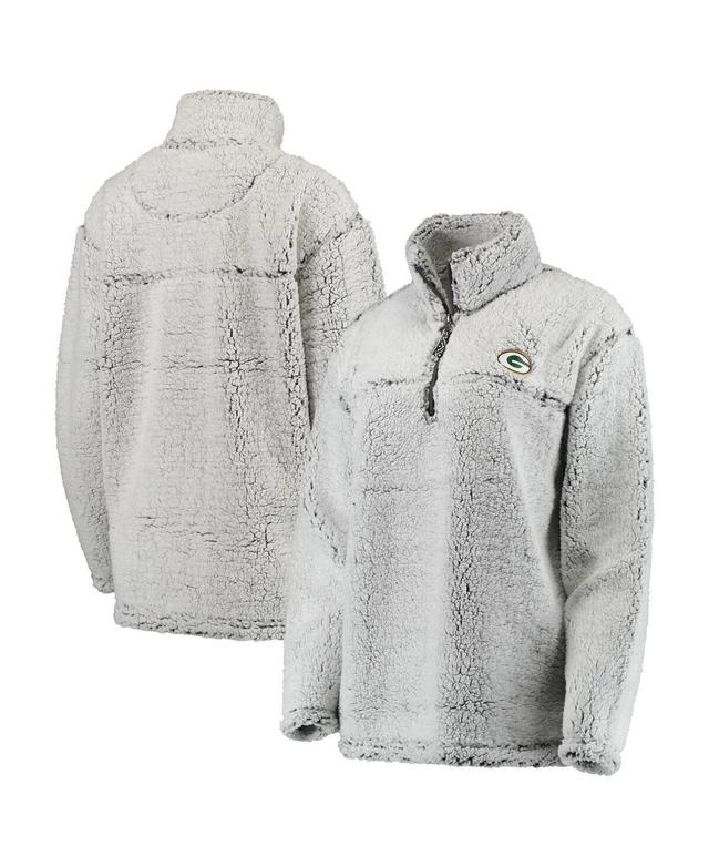 Womens Gray Green Bay Packers Sherpa Quarter-Zip Pullover Jacket Product Image