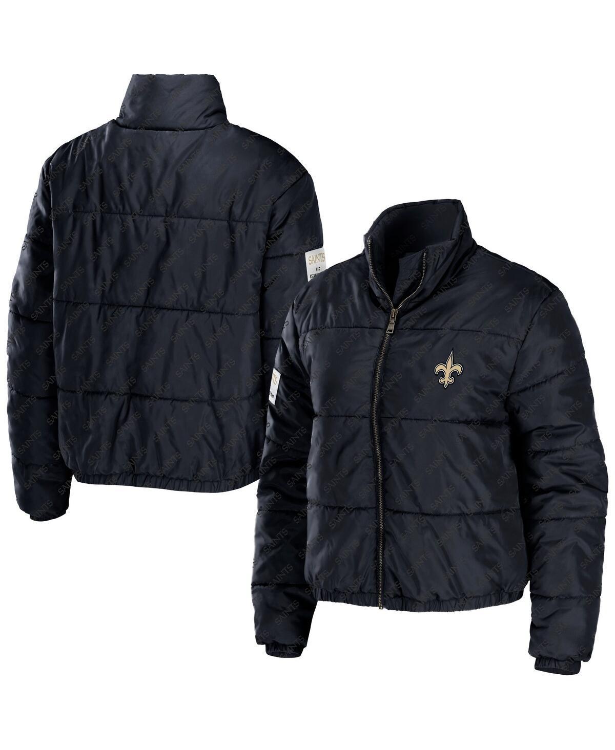 Womens WEAR by Erin Andrews College Navy Seattle Seahawks Puffer Full-Zip Cropped Jacket Product Image