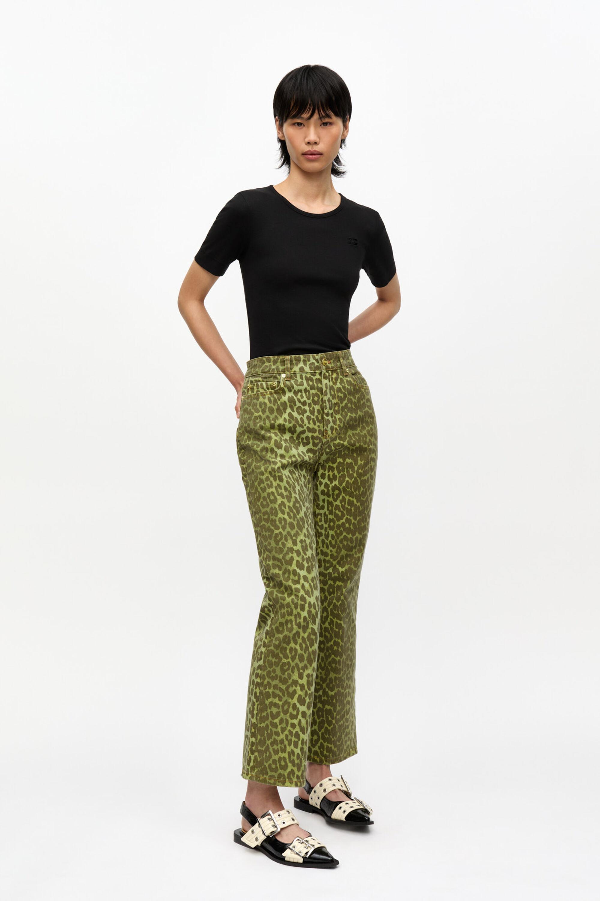 Green Leopard Betzy Cropped Jeans product image