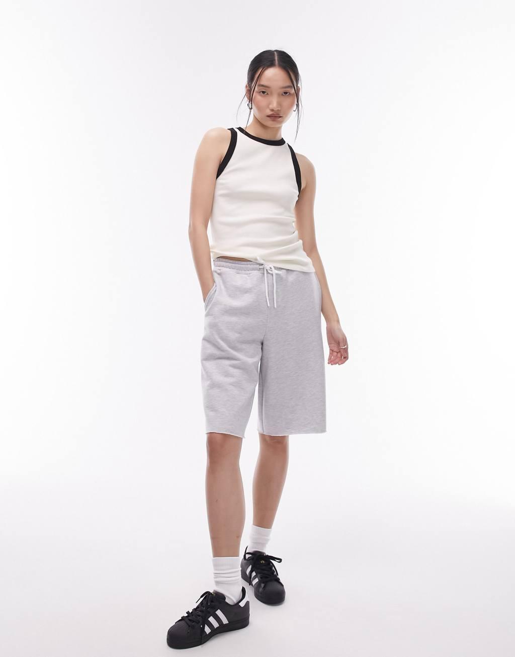 Topshop contrast ribbed slim tank top in off white Product Image