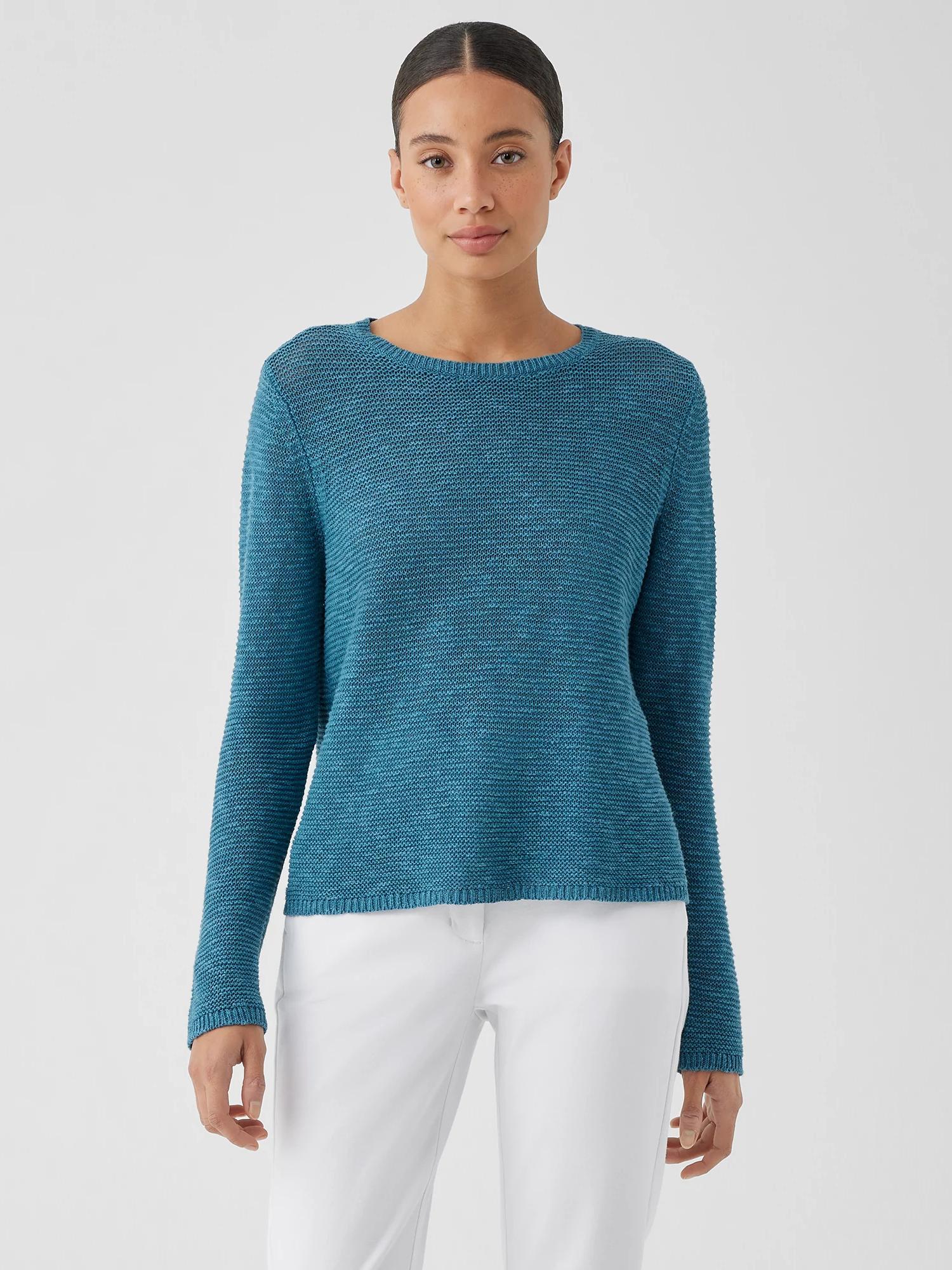 Organic Linen Cotton Slub Crew Neck Top Product Image