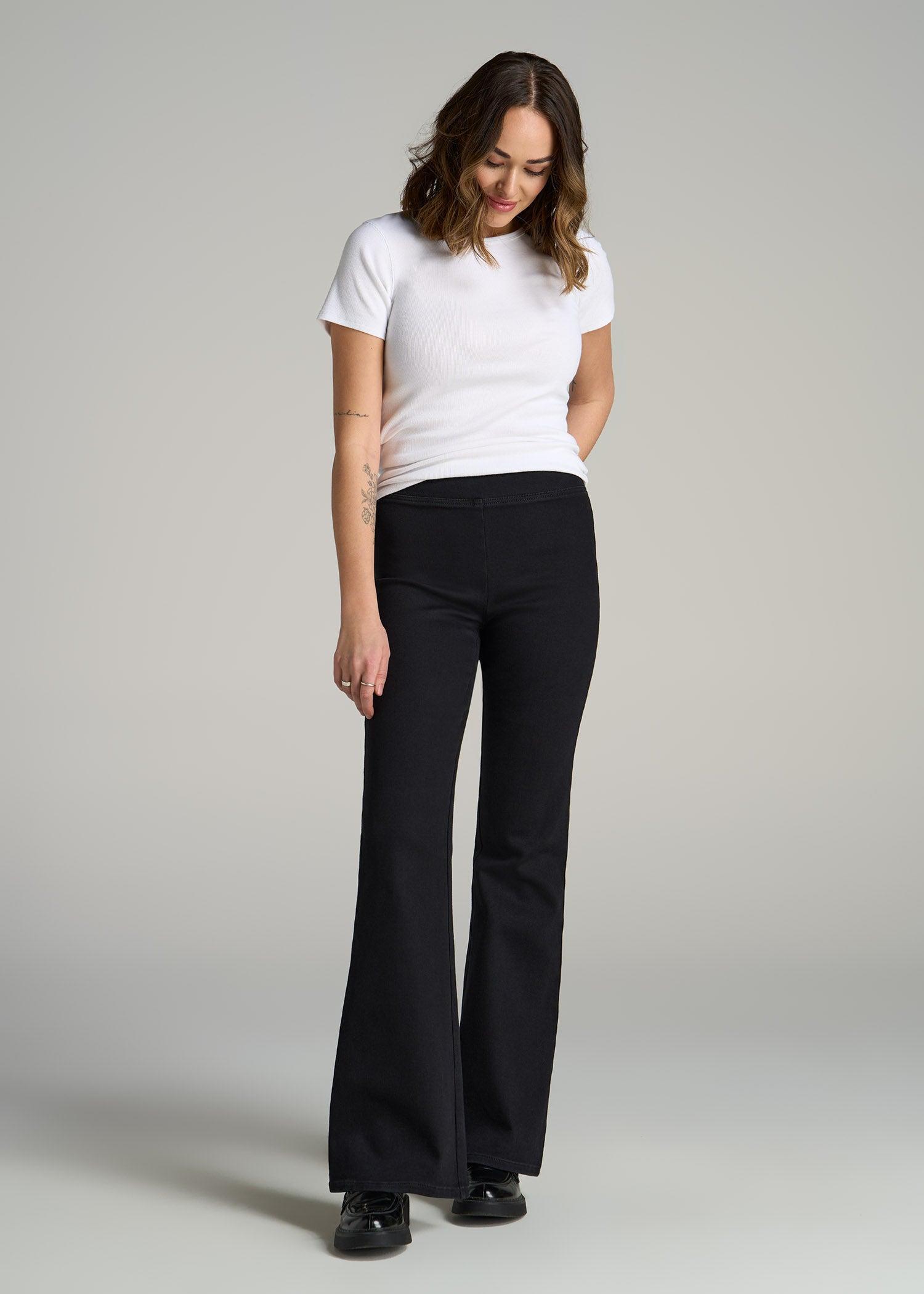 Chloe Pull-on Flare Jeans for Tall Women in Washed Black Product Image