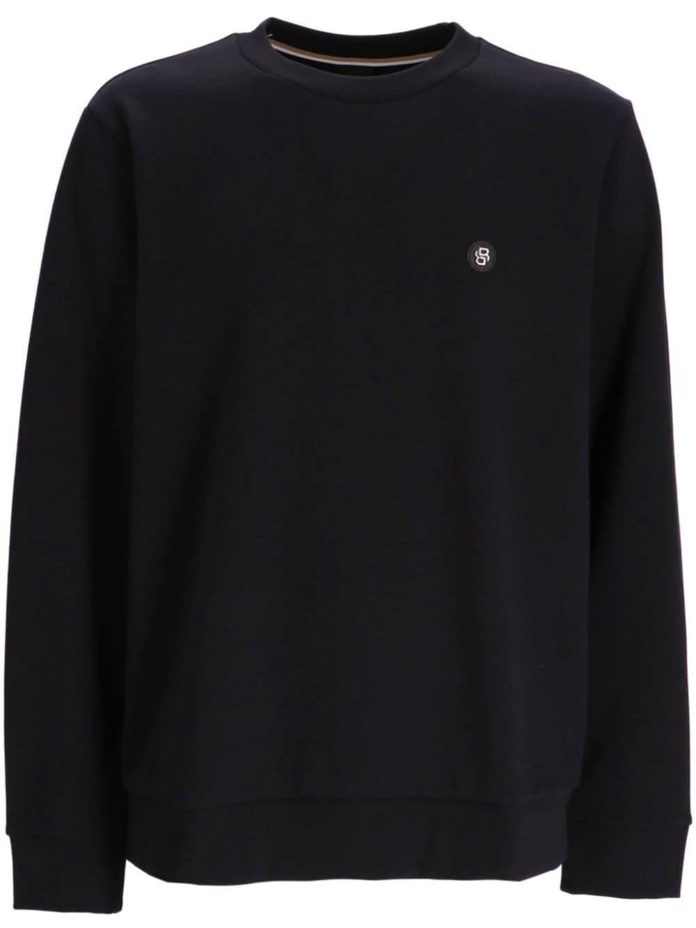 HUGO BOSS Cotton-terry Regular-fit Sweatshirt With Double Monogram In Black Product Image