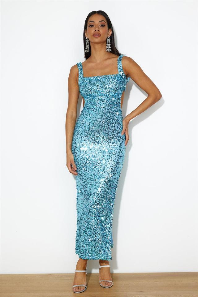 Bright Glimmer Sequin Midi Dress Blue Product Image