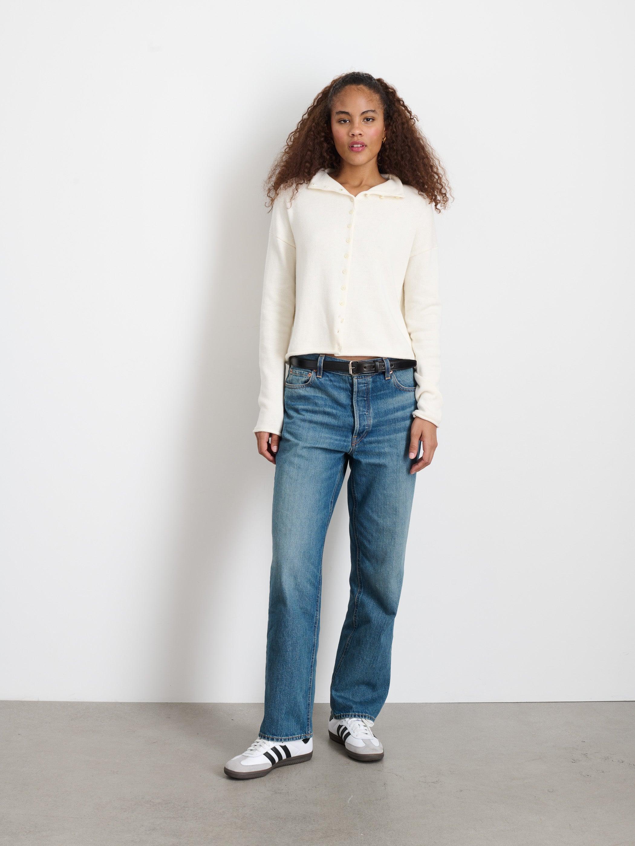 Taylor Rollneck Cardigan in Cotton Cashmere Female Product Image