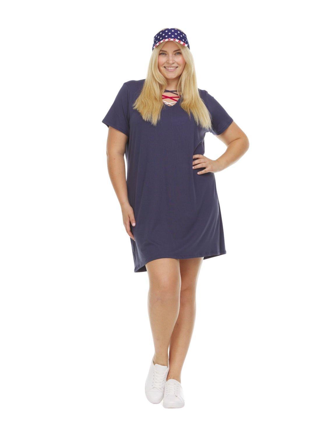 Short Sleeve Crew Neck Maxi Dress - Plus Product Image