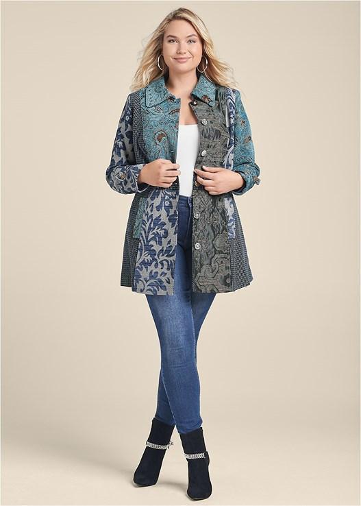 Mixed Print Coat Product Image