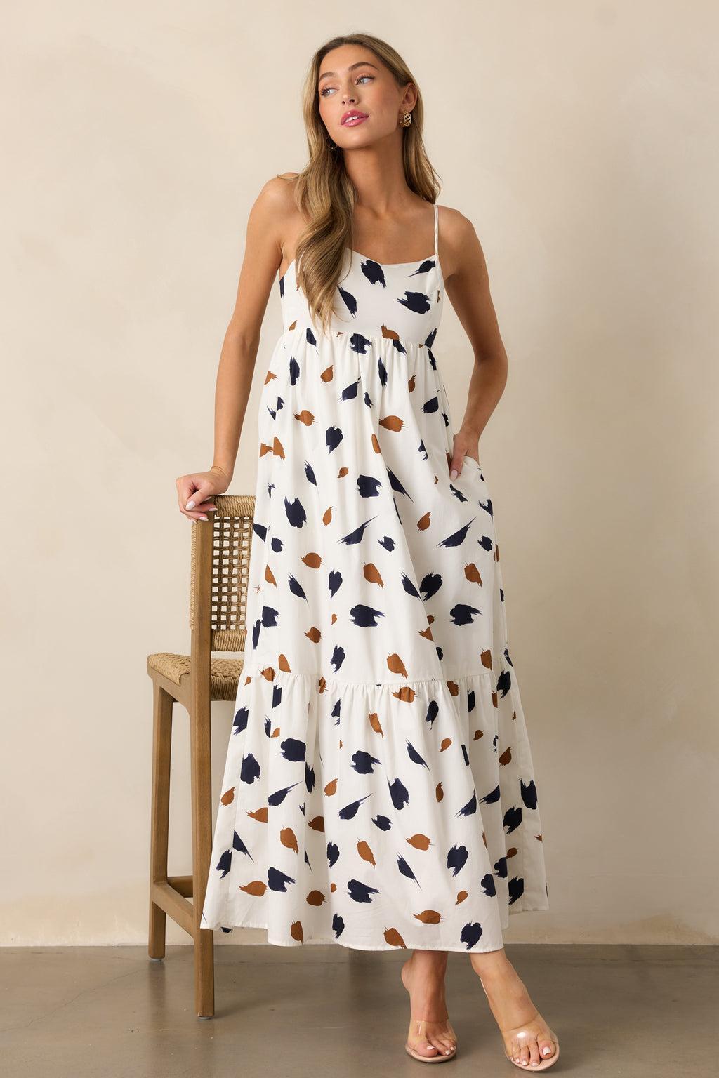 Call The Shots 100% Cotton Ivory Maxi Dress Product Image