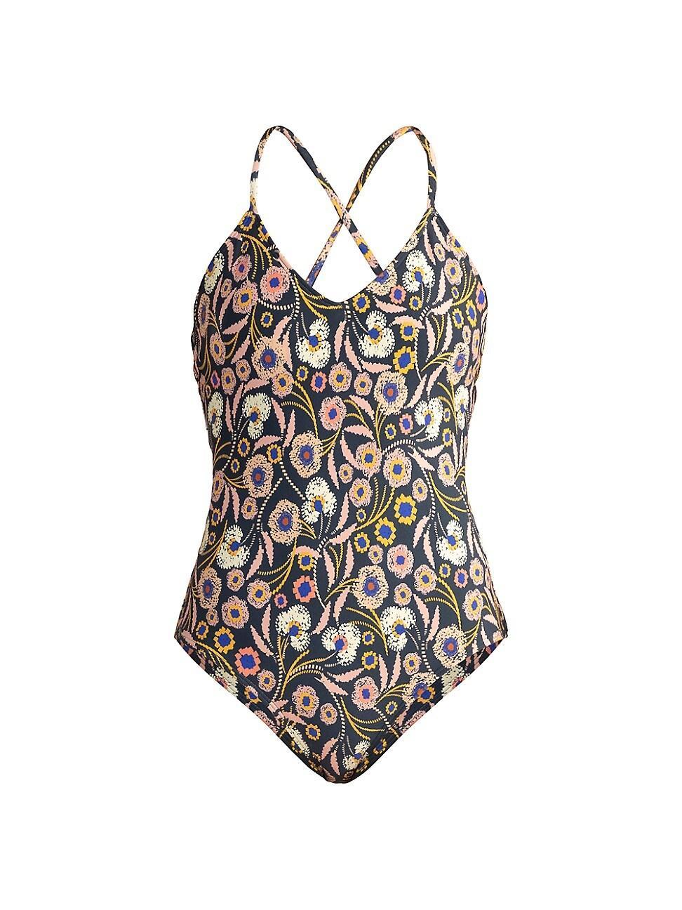 Womens Floral Crossover One-Piece Swimsuit Product Image