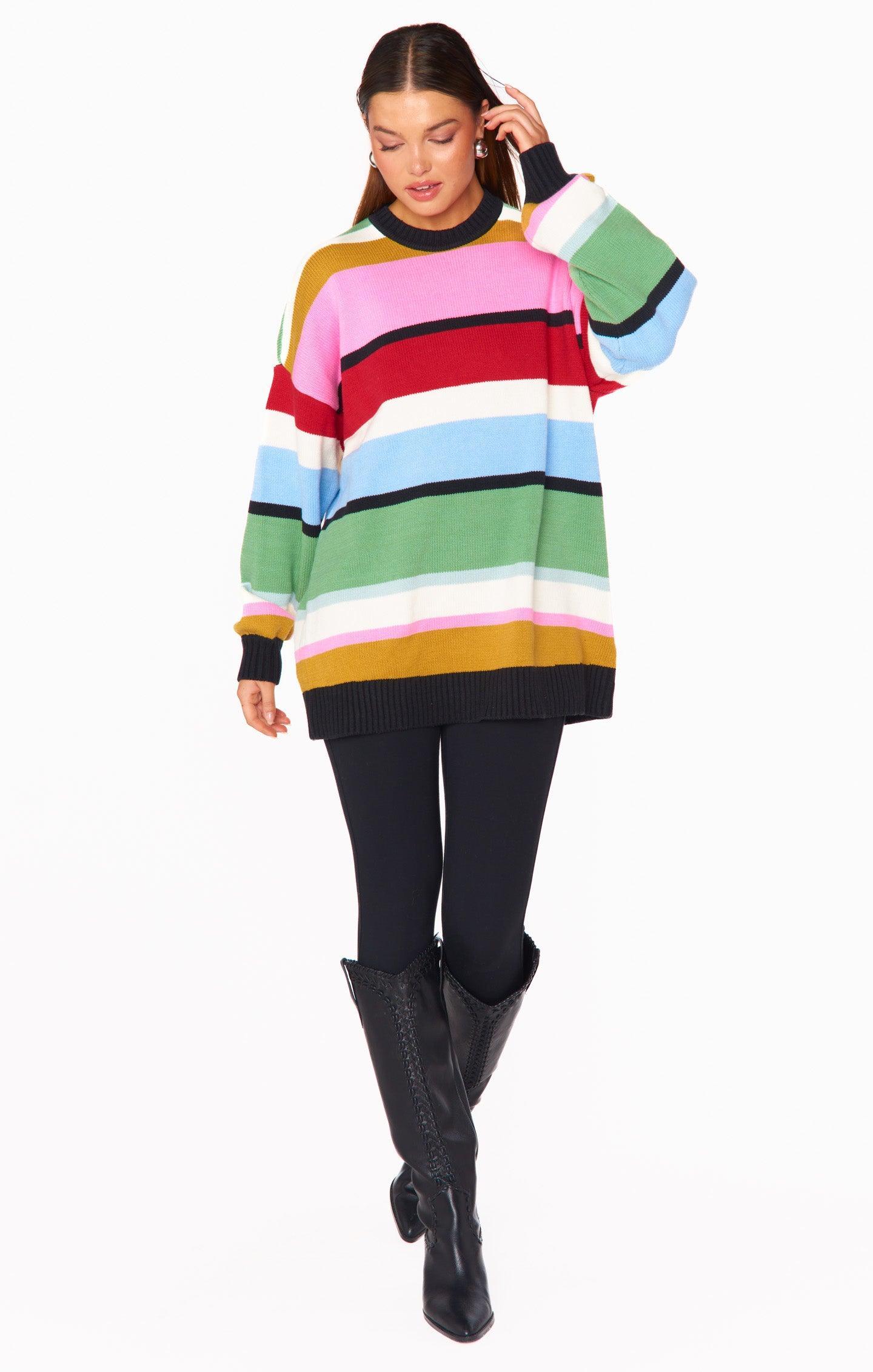 Ember Tunic Sweater ~ Multi Stripe Knit Product Image