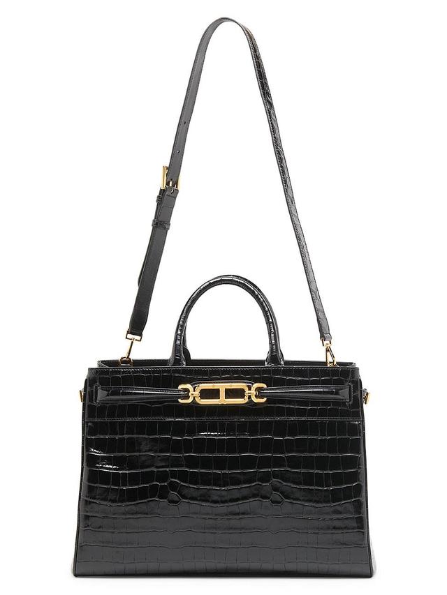 Womens Large Whitney Crocodile-Embossed Leather Top-Handle Bag Product Image