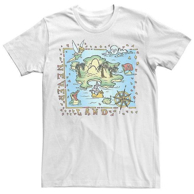 Disneys Peter Pan Never Land Map Vintage Poster Mens Tee Product Image