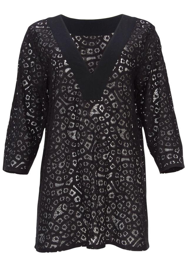 Lace Tunic Cover-Up - Black Product Image