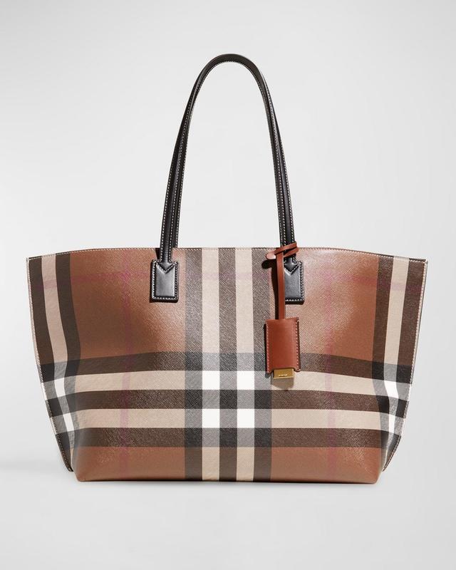 Womens Medium Check Leather Tote Bag Product Image