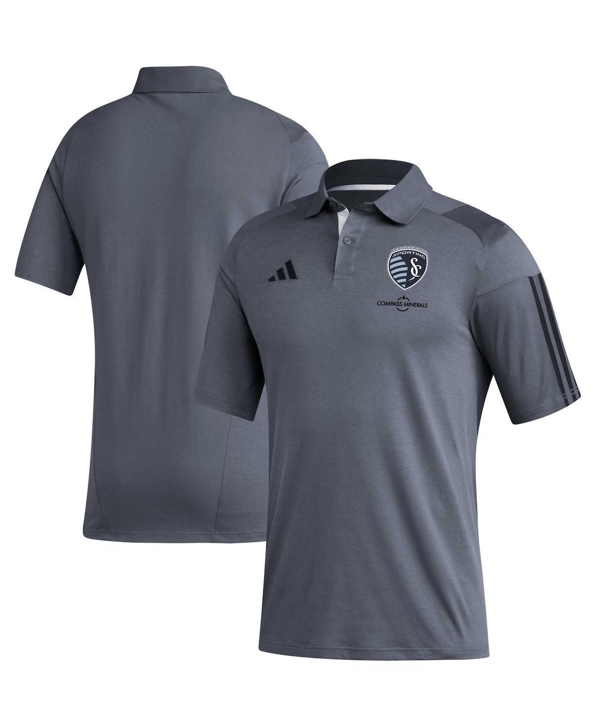 Mens adidas Gray Sporting Kansas City 2023 On-Field Training Polo Product Image