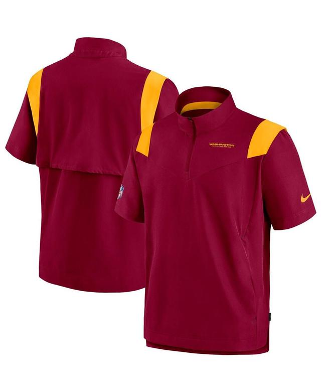 Mens Nike Burgundy Washington Football Team Sideline Coaches Short Sleeve Quarter-Zip Jacket Product Image