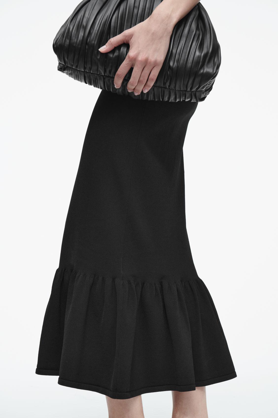 KNITTED RUFFLED-HEM MIDI DRESS Product Image