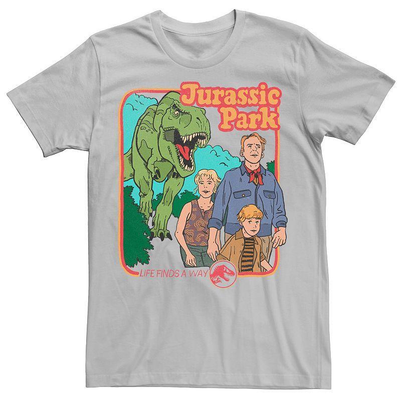 Mens Jurassic Park Vintage Characters Life Finds A Way Tee Royal Grey Product Image