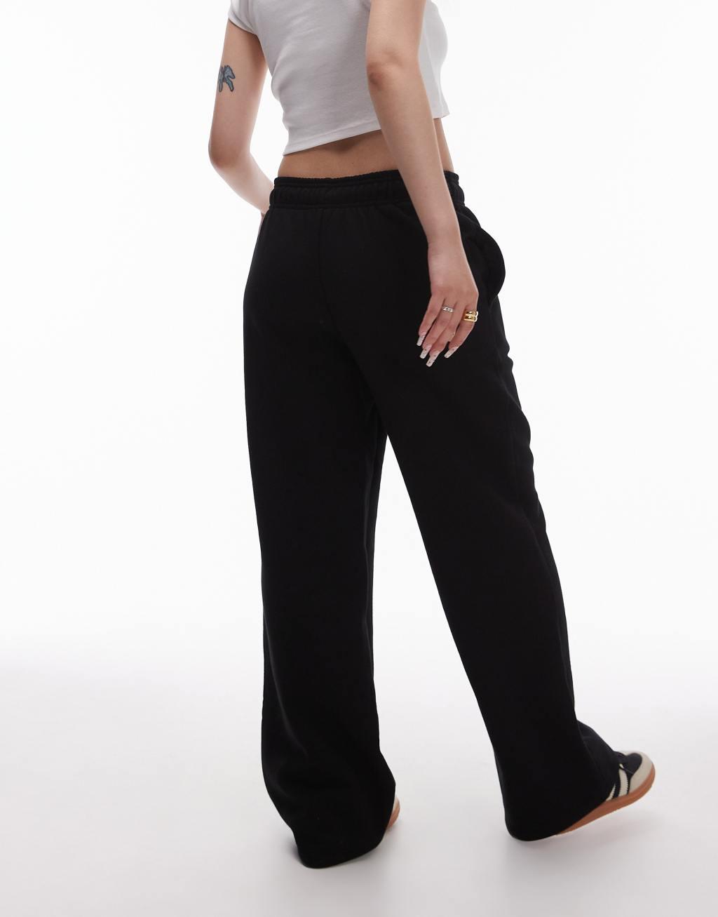 Topshop Petite straight leg sweatpants in black Product Image