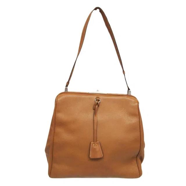 Saffiano Brown Leather Shoulder Bag () Product Image