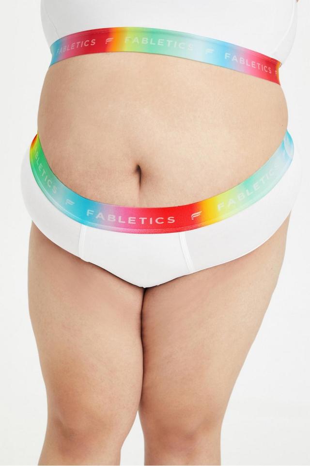 Fabletics 24/7 Pride High-Waisted Brief Womens white Size XL Product Image